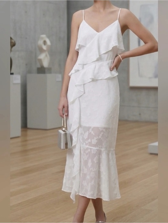 wild fable Dresses & Skirts - wild fable White Lace Ruffle Midi Dress
